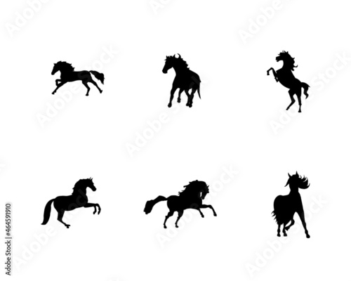 set of horses silhouettes