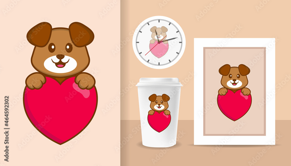 Cute dog cartoon character. Prints on T-shirts, sweatshirts, cases for mobile phones, souvenirs. Isolated vector illustration. Cute dog cartoon character. Prints on T-shirts, sweatshirts, cases for mobile phones, souvenirs. Isolated vector illustration.
