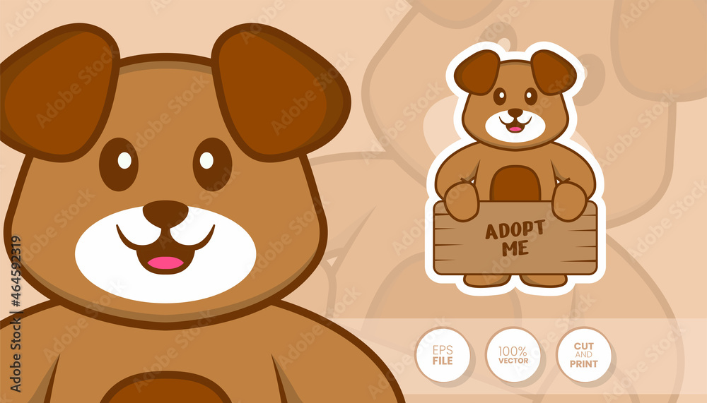 Hand drawn illustration of Cute dog. Cartoon character concept - Stickers