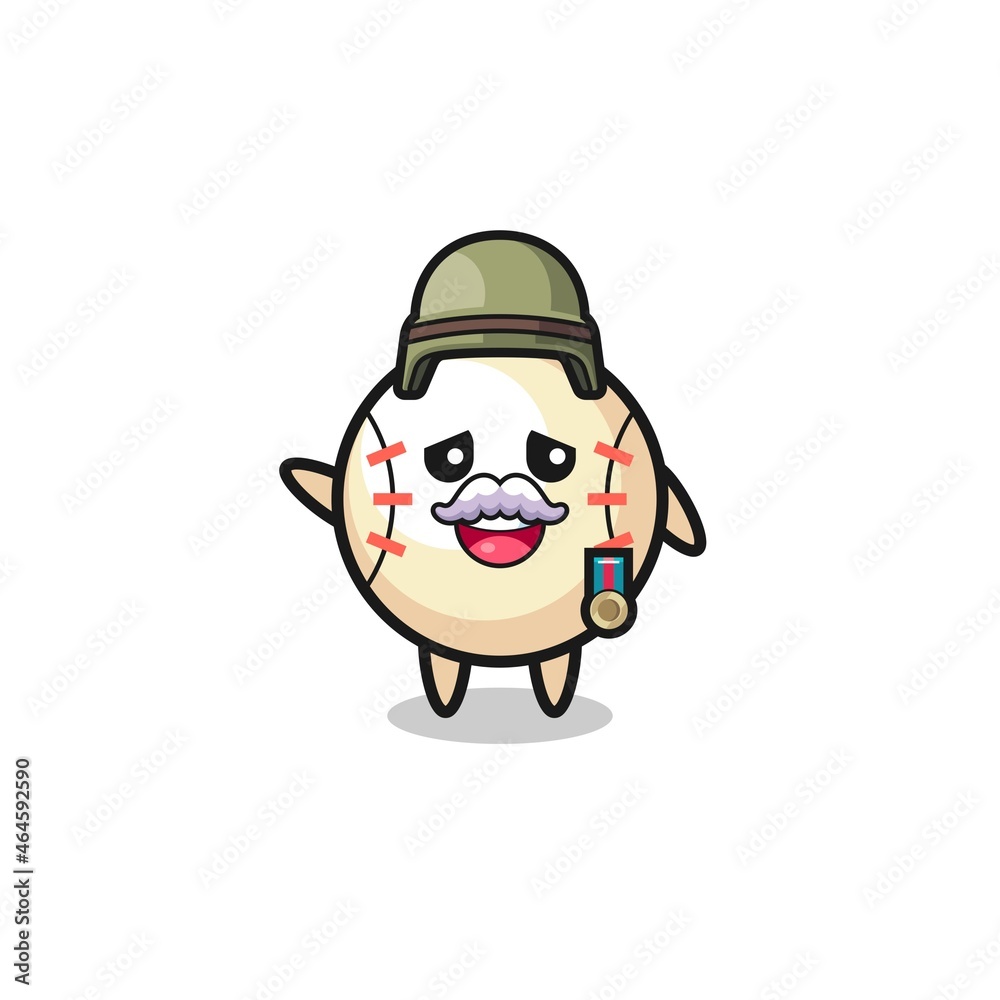 cute baseball mascot as a soldier