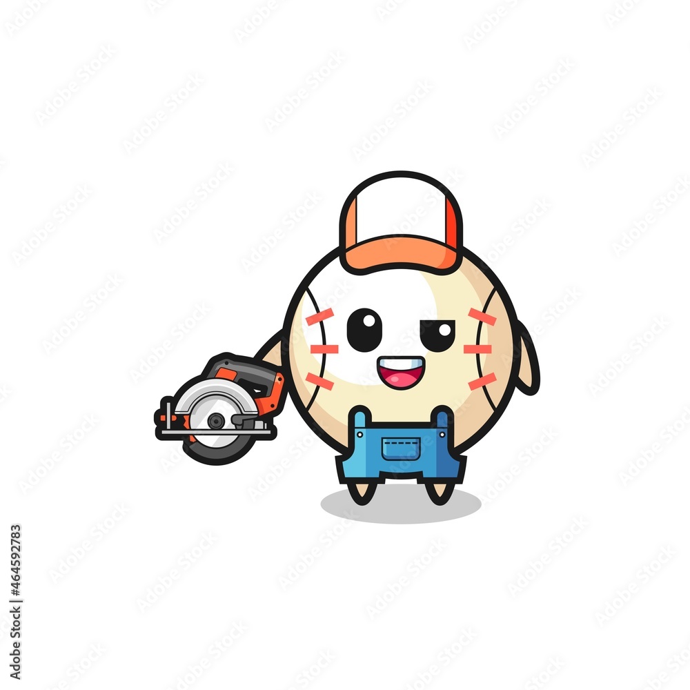 baseball lumberjack character holding a chainsaw baseball lumberjack character holding a chainsaw