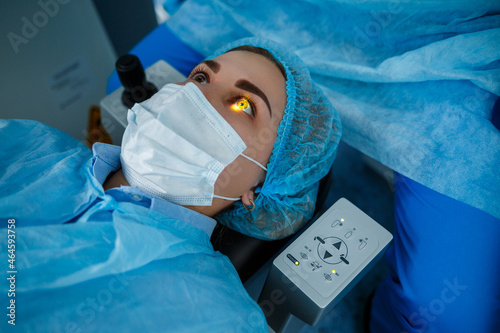 Medical laser eye correction. Medicine technology eye operation. photo