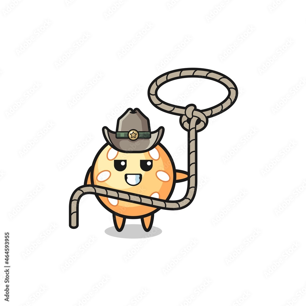 the sesame ball cowboy with lasso rope