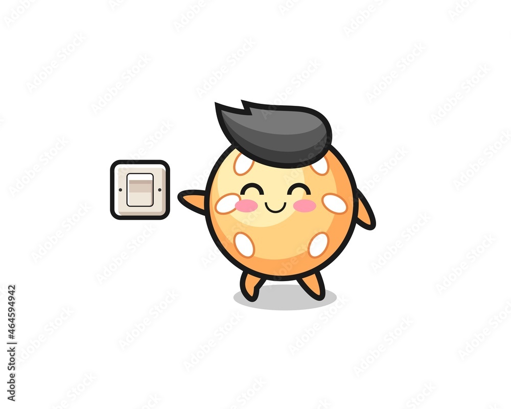 cartoon sesame ball is turning off light cartoon sesame ball is turning off light