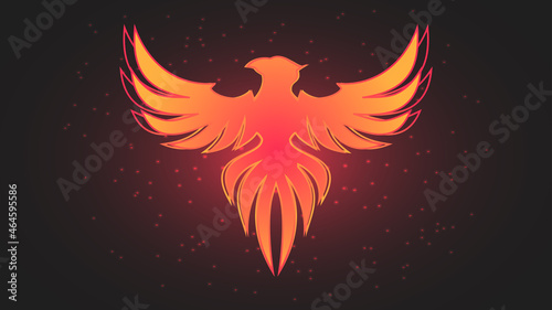 Pheonix fire bird with sparks on black background