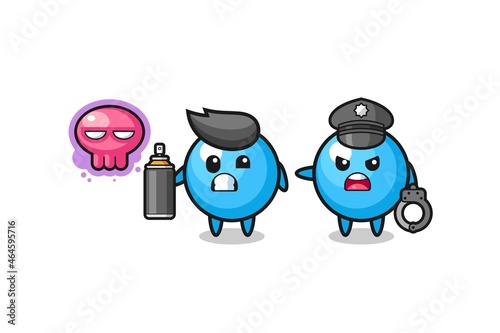 gum ball cartoon doing vandalism and caught by the police