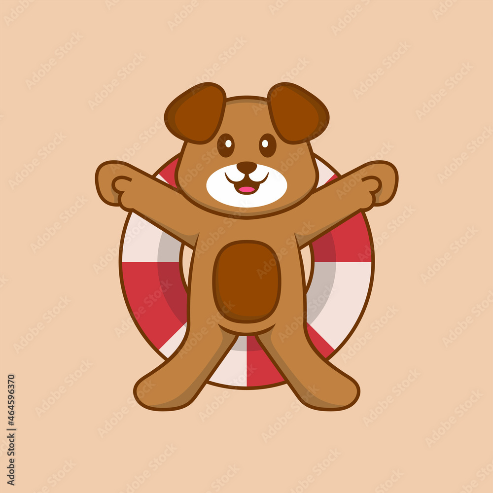 Obraz premium Cute dog cartoon character vector illustration.