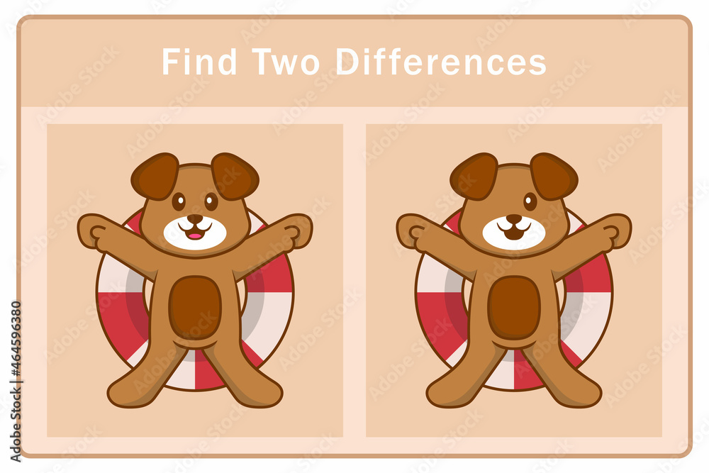 Obraz premium Cute dog cartoon character. Find differences. Educational game for children. Cartoon vector illustration
