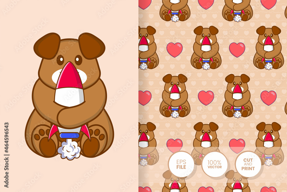 Cute dog cartoon character. seamless pattern background. Cute dog cartoon character. seamless pattern background.