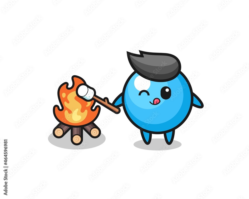 gum ball character is burning marshmallow