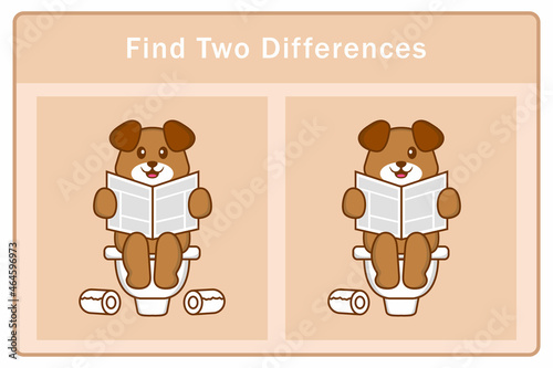Cute dog cartoon character. Find differences. Educational game for children. Cartoon vector illustration