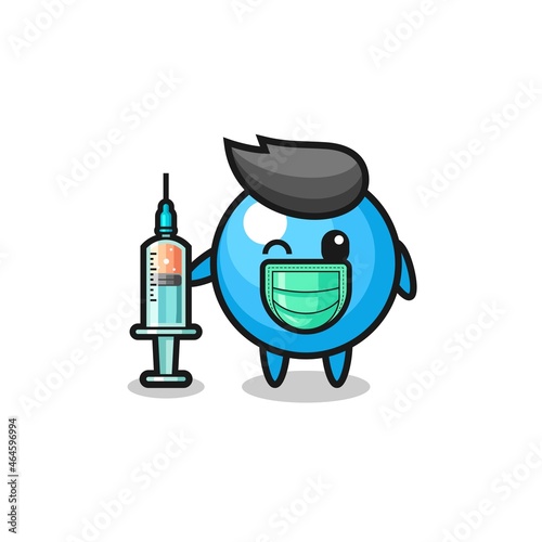 gum ball mascot as vaccinator