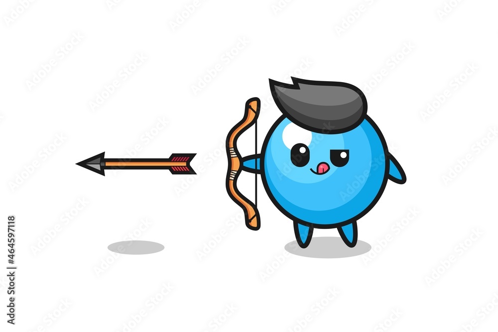 Naklejka premium illustration of gum ball character doing archery
