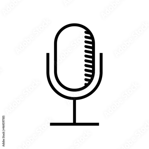 Microphone logo icon. sound recording studio. space recorder items. potcast logo vector illustration photo