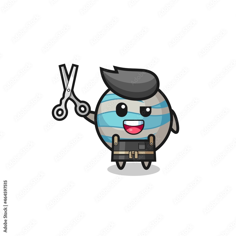 Obraz premium planet character as barbershop mascot