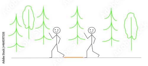 keep a social distance while walking, playing sports in the fresh air, sketch a person keeps a distance 