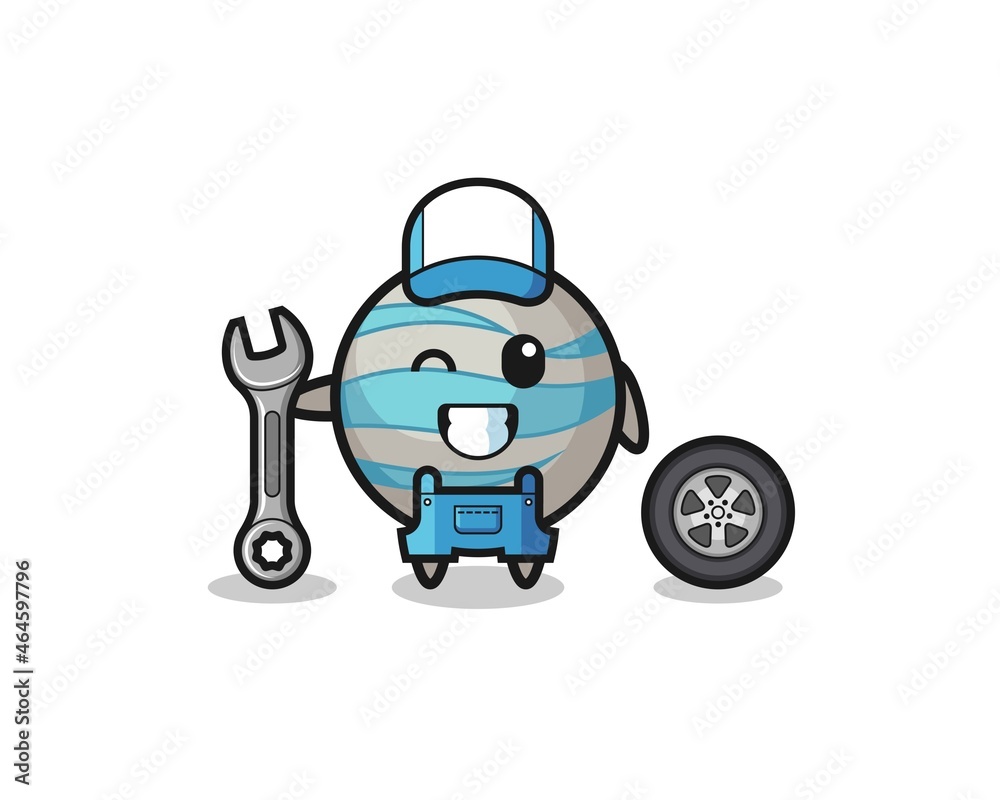 the planet character as a mechanic mascot