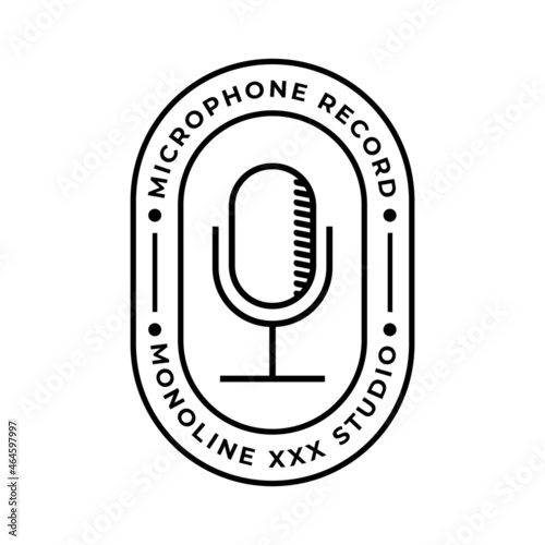 Microphone logo icon. sound recording studio. space recorder items. potcast entertainment logo vector illustration photo