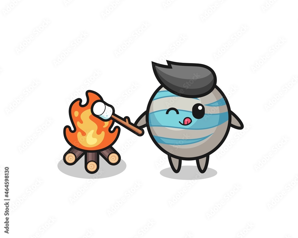 planet character is burning marshmallow