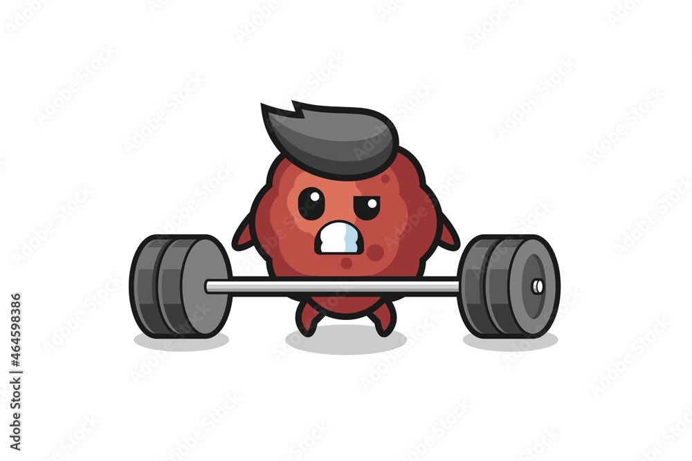 cartoon of meatball lifting a barbell cartoon of meatball lifting a barbell