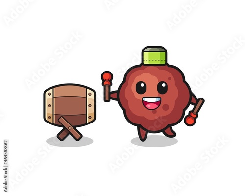 meatball muslim cartoon is beating the bedug