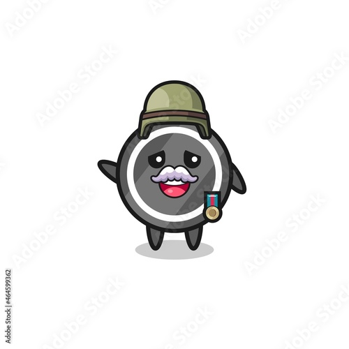 cute hockey puck as veteran cartoon