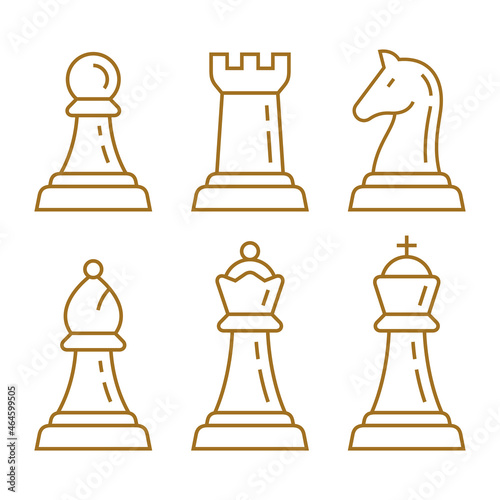 Chess pieces line vector set
