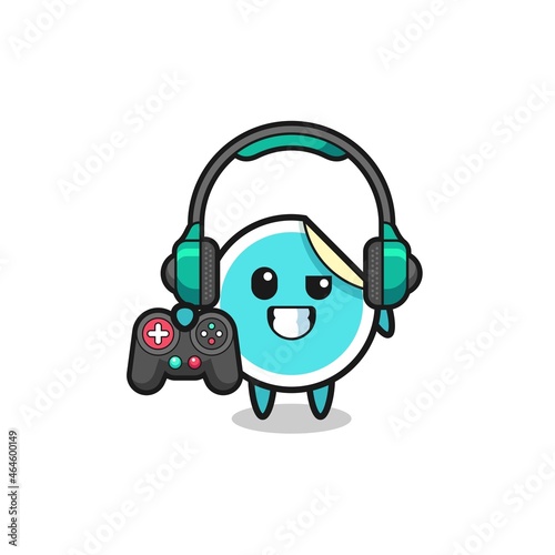 sticker gamer mascot holding a game controller