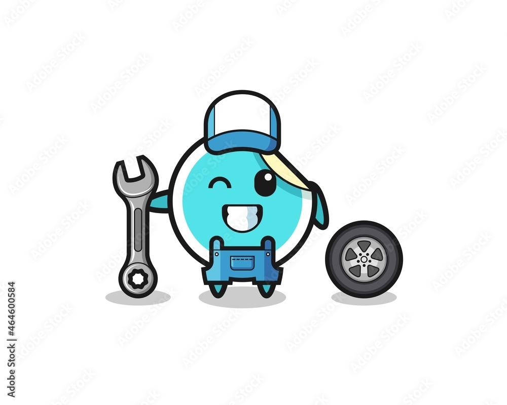 the sticker character as a mechanic mascot