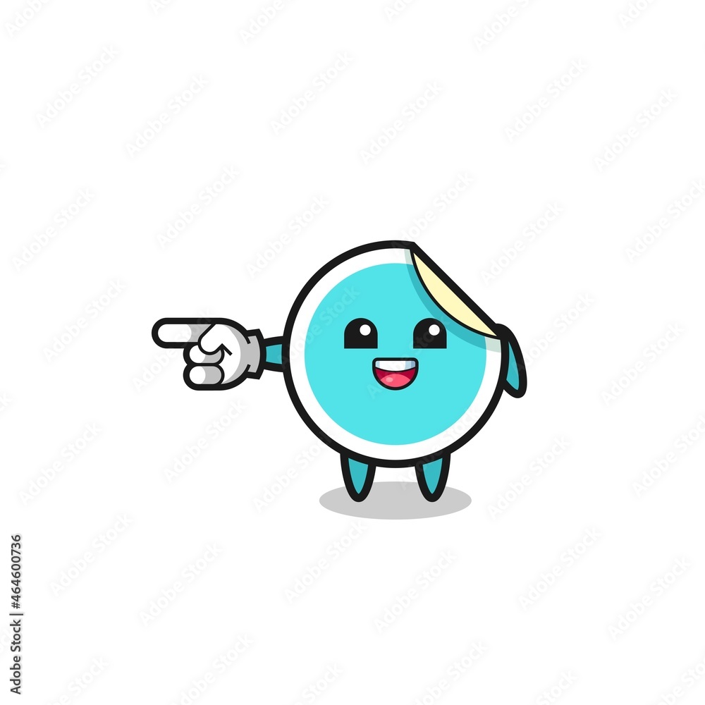 sticker cartoon with pointing left gesture