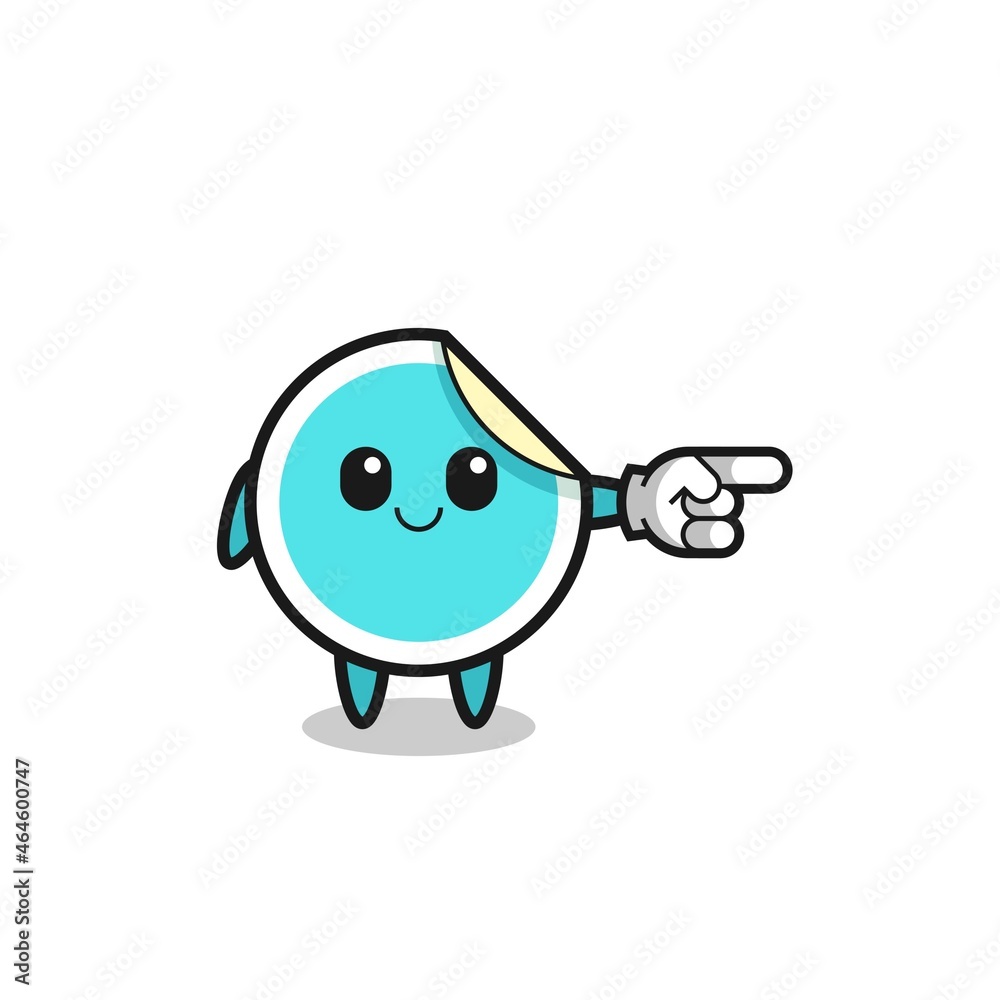 sticker mascot with pointing right gesture