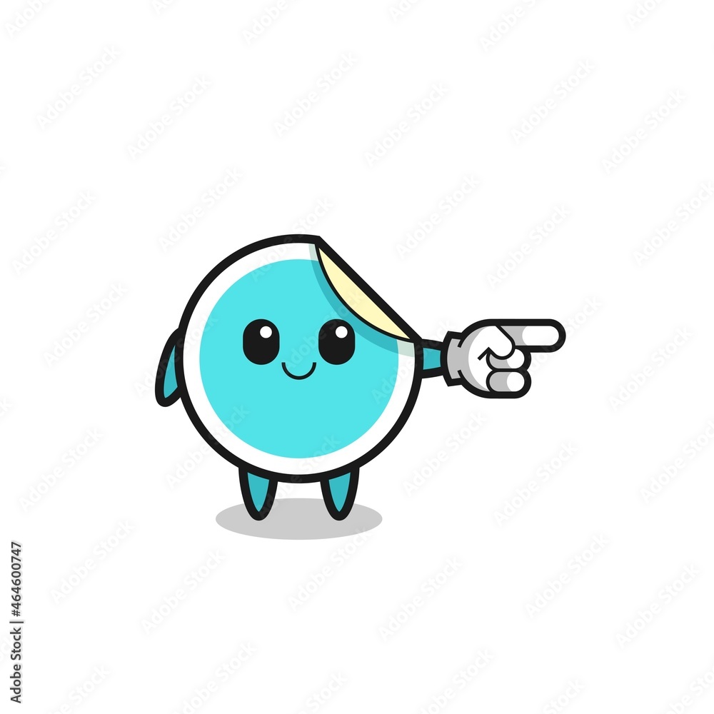 sticker mascot with pointing right gesture sticker mascot with pointing right gesture