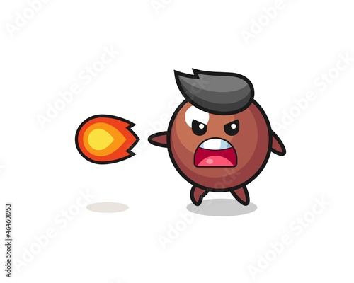 cute chocolate ball mascot is shooting fire power © heriyusuf
