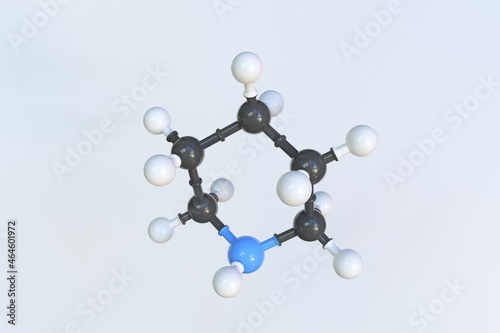 Molecule of piperidine, isolated molecular model. 3D rendering photo