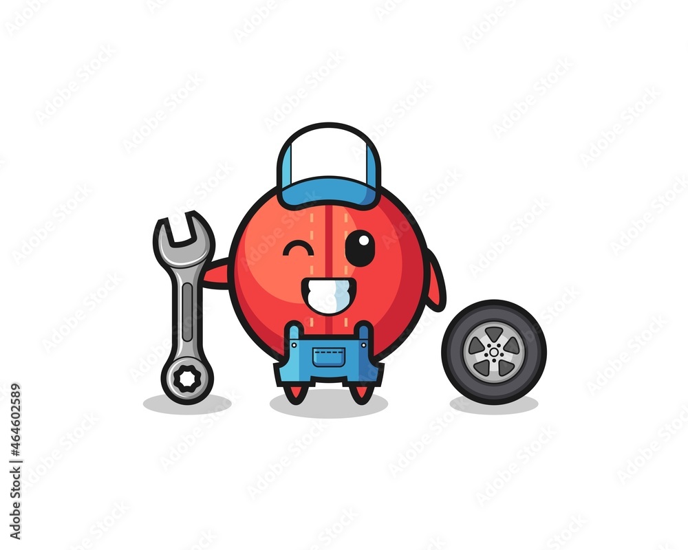 the cricket ball character as a mechanic mascot the cricket ball character as a mechanic mascot