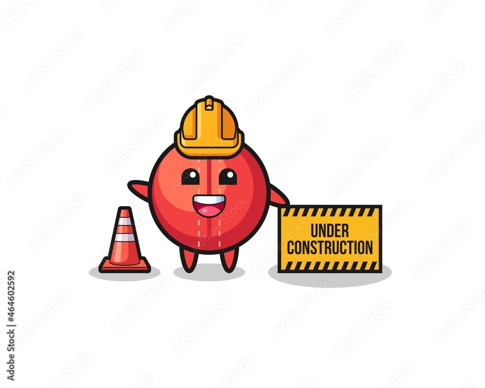 illustration of cricket ball with under construction banner illustration of cricket ball with under construction banner