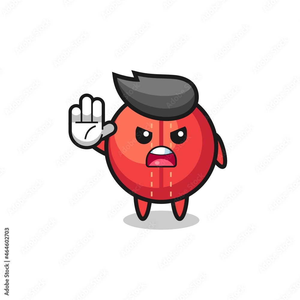 cricket ball character doing stop gesture