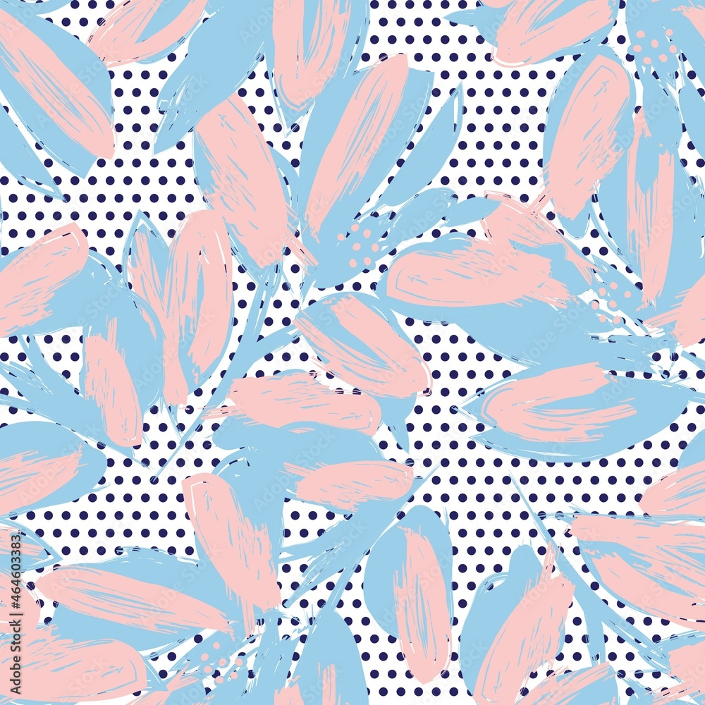 Floral Seamless Pattern with dotted textures