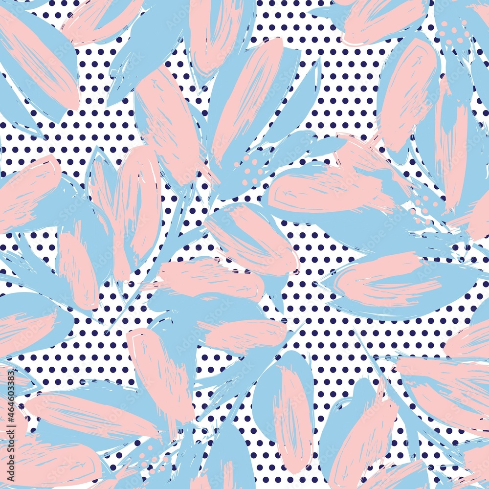 Floral Seamless Pattern with dotted textures Floral Seamless Pattern with dotted textures