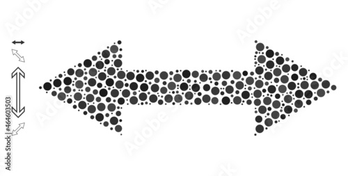 Circle combination horizontal flip. Vector collage is based on horizontal flip symbol, and organized of random circle elements. Vector icon of horizontal flip created of randomized circle items.