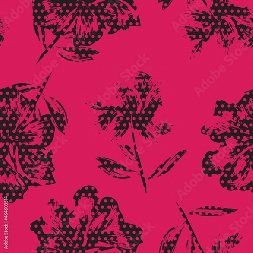 Wallpaper Mural Floral Seamless Pattern with dotted textures Torontodigital.ca
