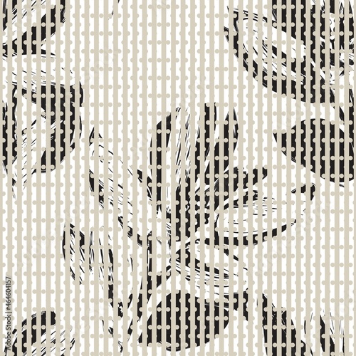 Floral Seamless Pattern with striped textures