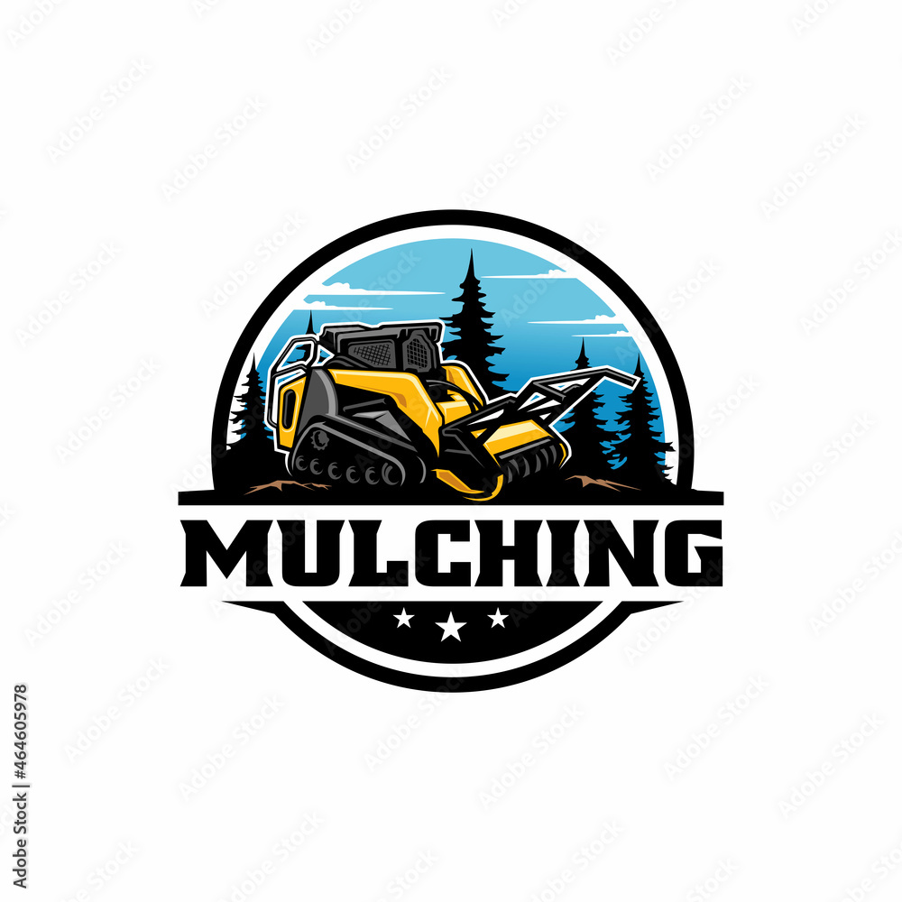 forestry mulching machine isolated logo vector	