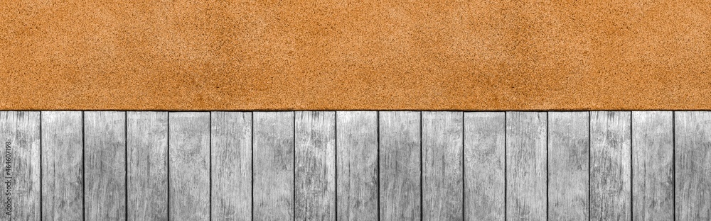 Fototapeta premium Panorama of Polished Granite Floor Tiles brown texture and white wood floor background seamless