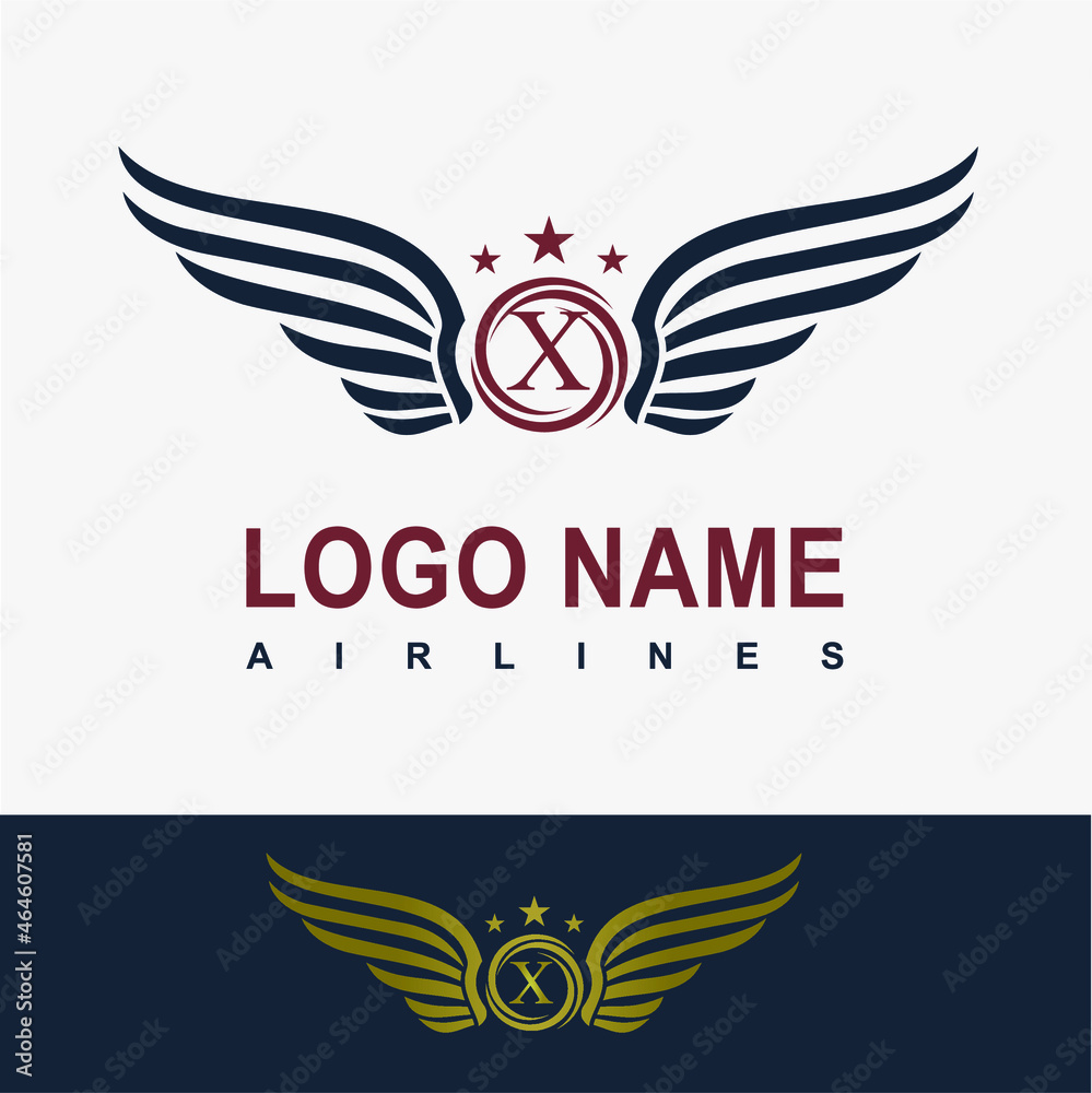 Modern Wing Initial Letter X Logo Idea Vector Template. Sport, Force, Flight, Airlines, Plane, Finance Business Logo. Eagle Victory Freedom Symbol