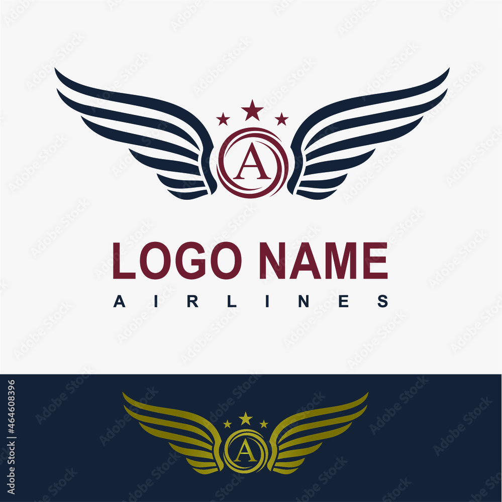 Modern Wing Initial Letter A Logo Idea Vector Template. Sport, Force, Flight, Airlines, Plane, Finance Business Logo. Eagle Victory Freedom Symbol