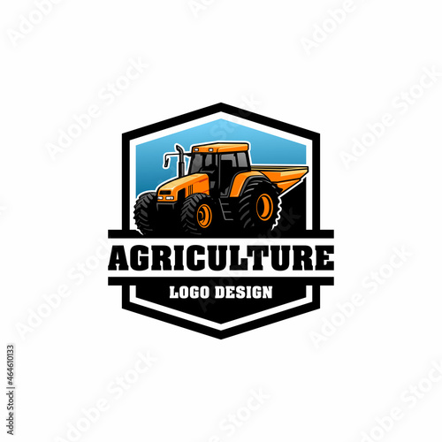tractor, farm equipment, construction machine isolated vector