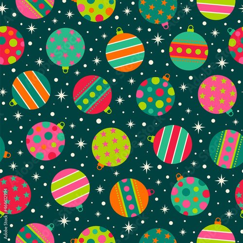 Colorful christmas balls seamless pattern.
