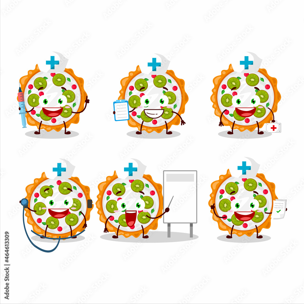 Doctor profession emoticon with fruit tart cartoon character