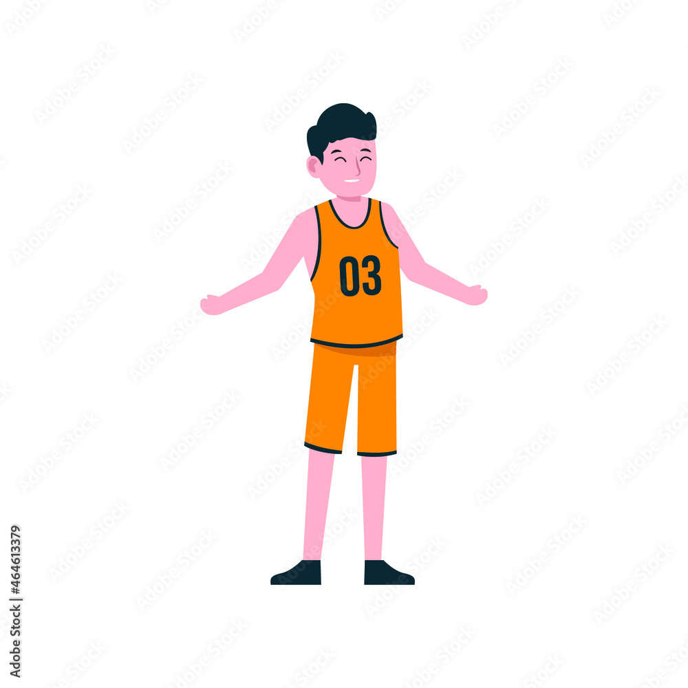 happy basketball player sportman cartoon character vector illustration design eps.10